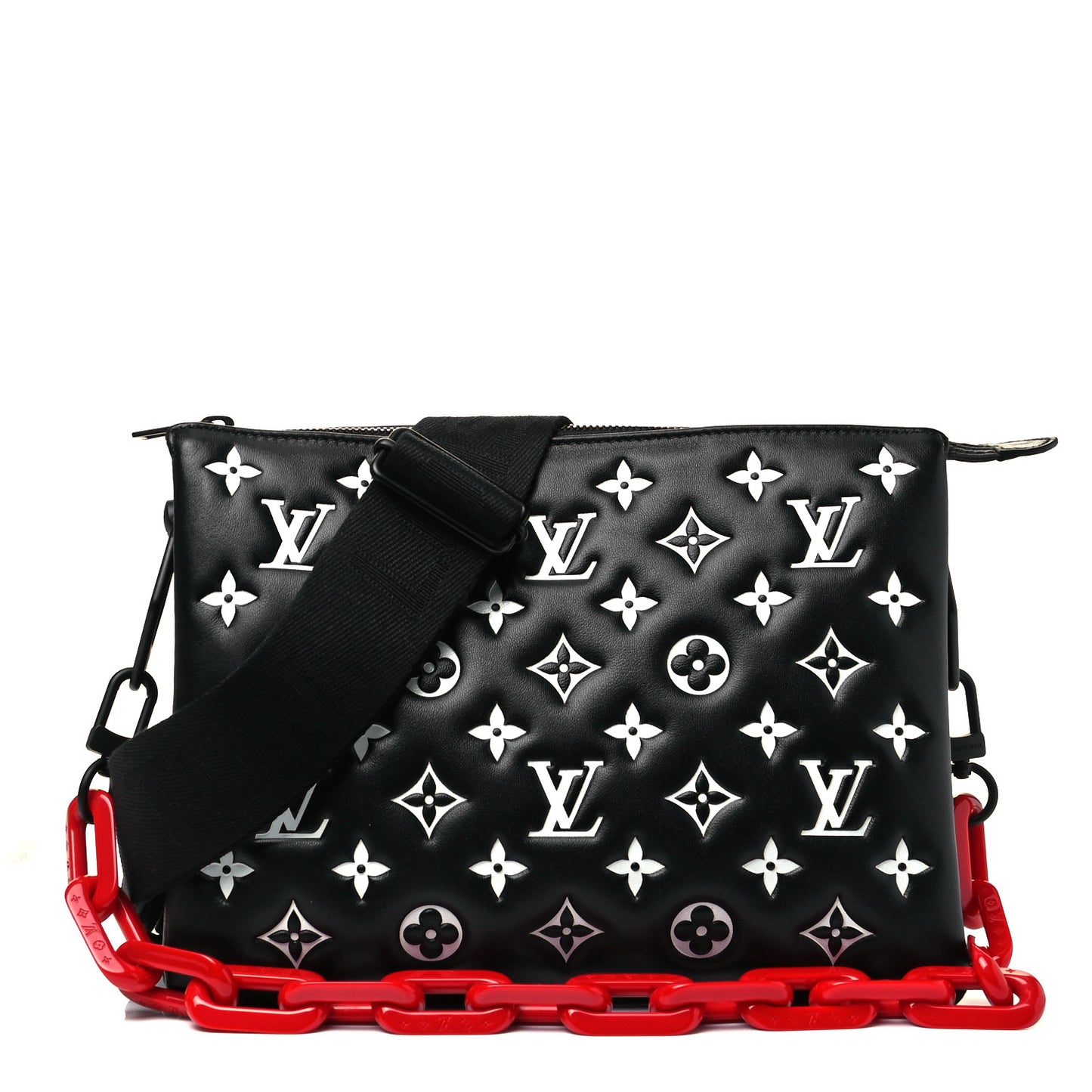Lambskin Embossed Monogram Coussin PM Black White