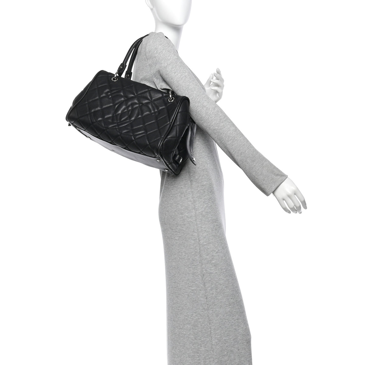 Chanel Caviar Quilted Timeless Bowler Black 2 of 12