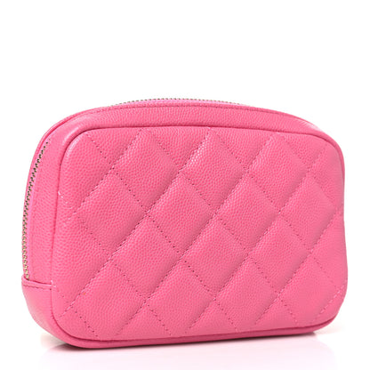 Chanel Caviar Quilted Small Curvy Pouch Cosmetic Case Pink 3 of 9