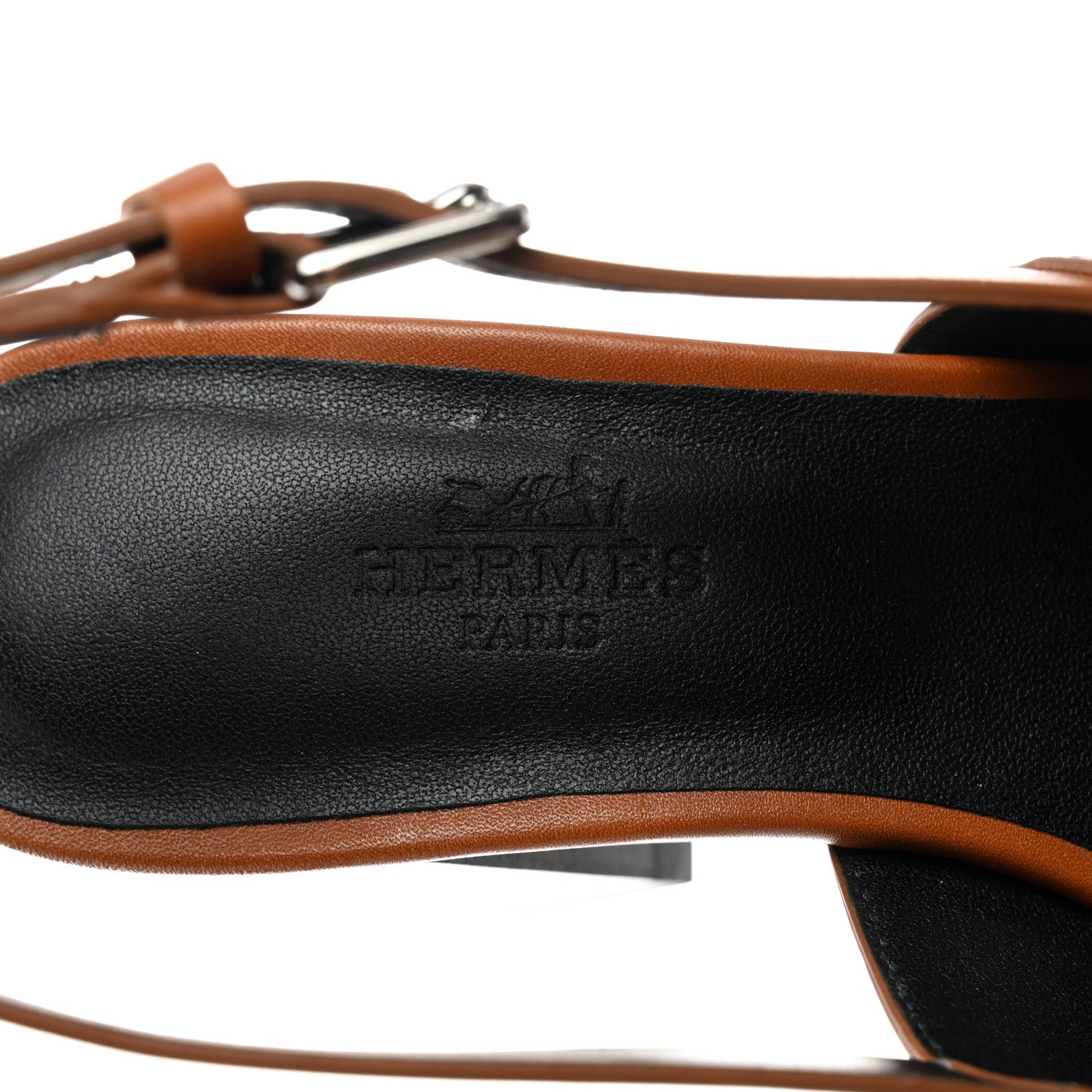 Hermes Calfskin Elbe 60 Sandals 35 Marron Glaise 6 of 9