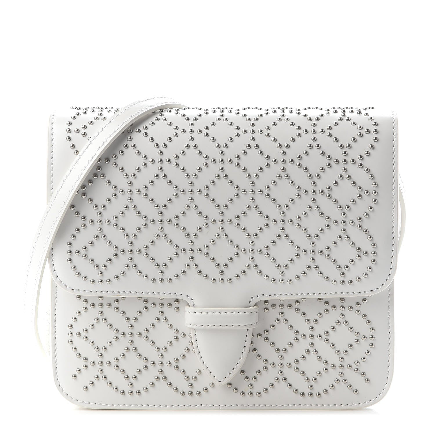 Alaia Calfskin Studded Arabesque Azzedine Messenger Flap White 1 of 7
