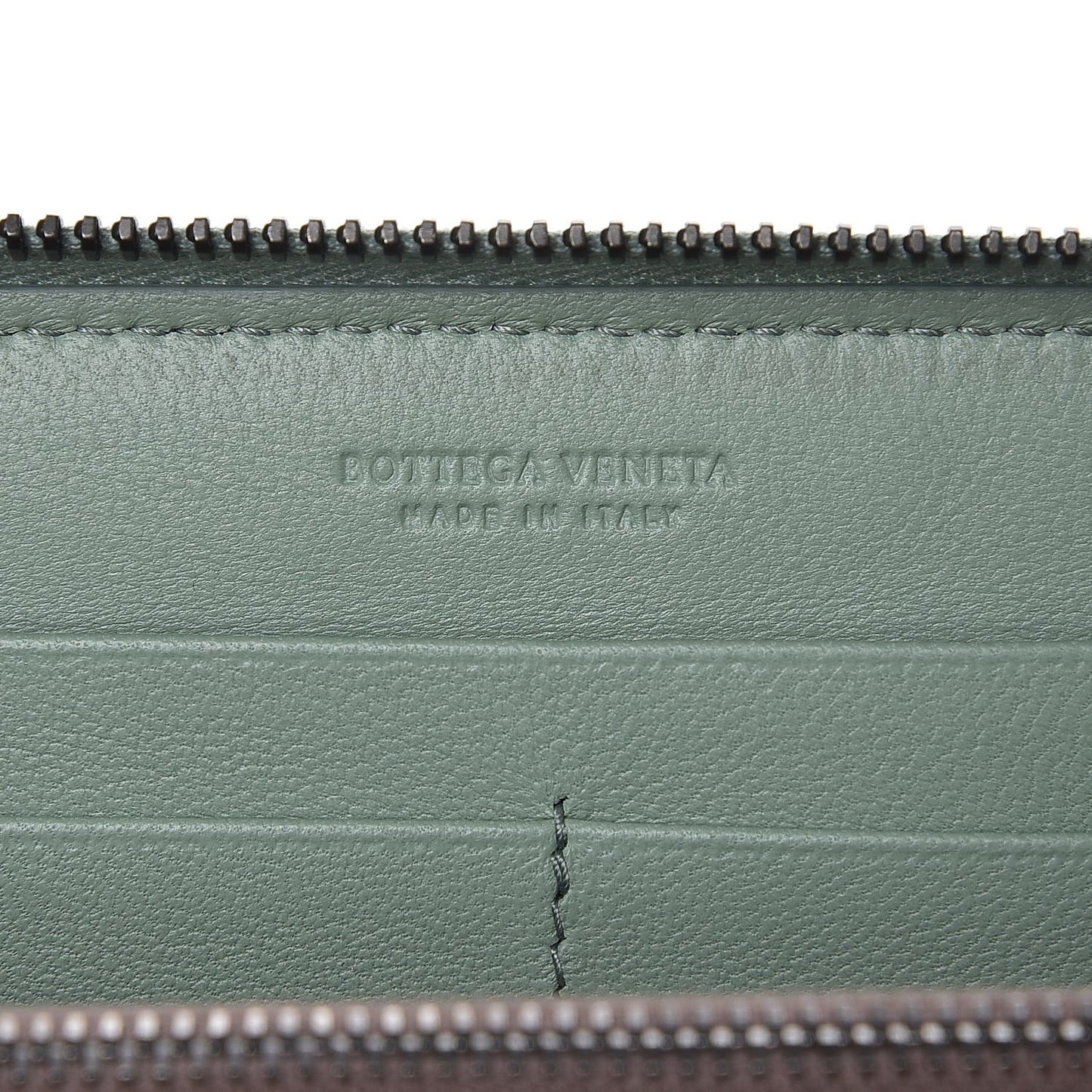 Nappa Intrecciato Zip Around Wallet New Sage