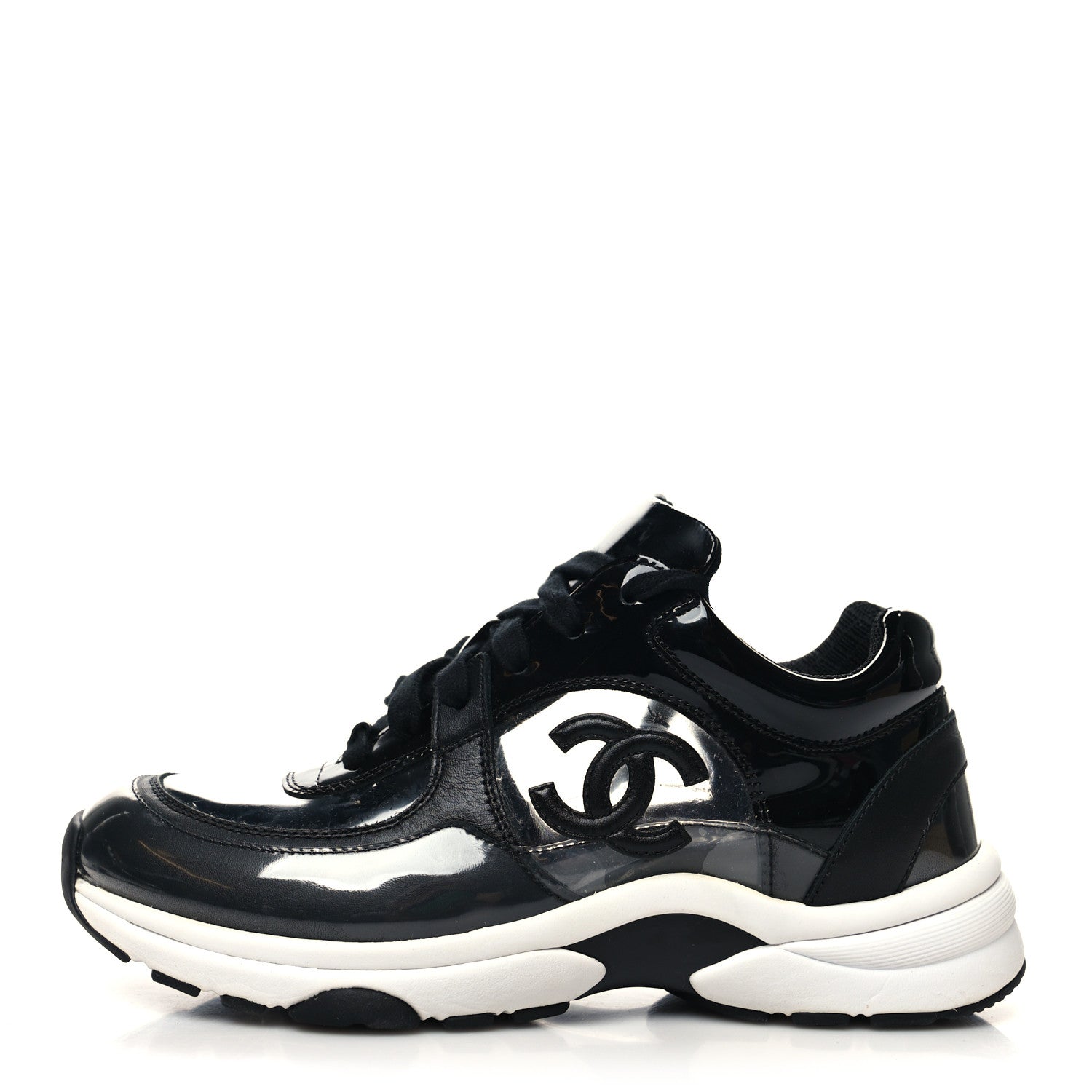 Chanel Calfskin Patent Transparent Sneakers 36 Black 1 of 7