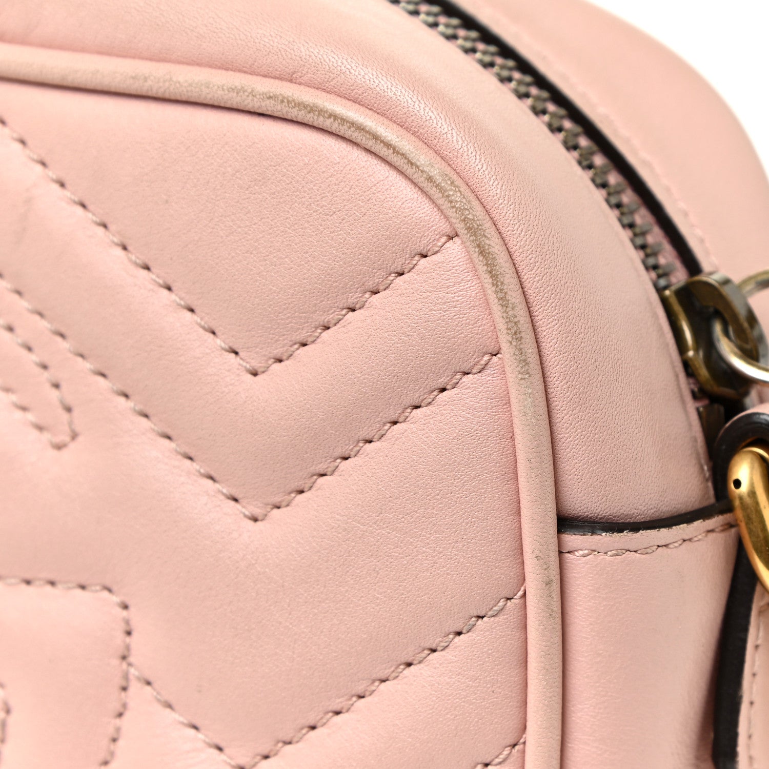 Gucci Calfskin Matelasse Mini GG Marmont Chain Shoulder Bag Perfect Pink 16 of 17