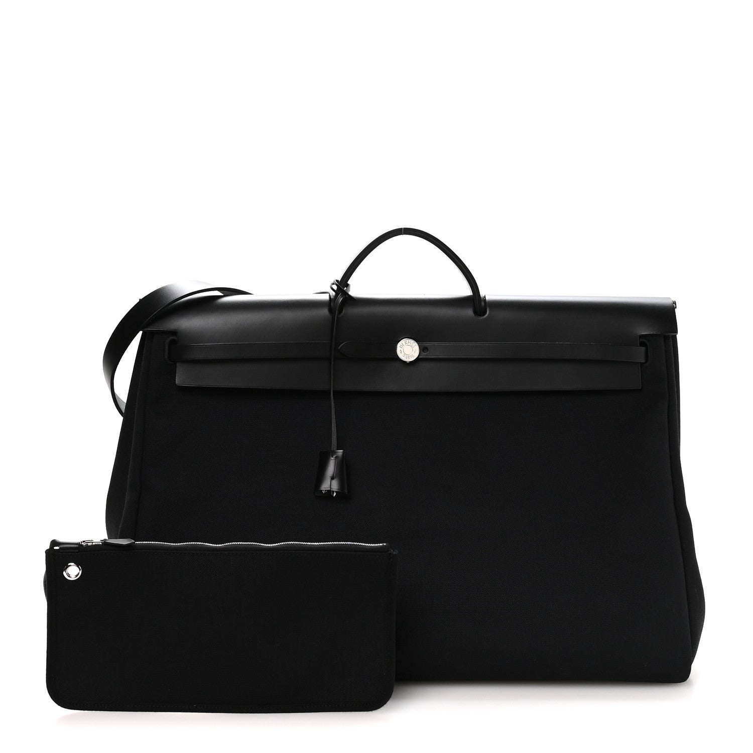 Hermes Military Toile Vache Hunter Herbag Cabin Zip Retourne 50 Black 2 of 10