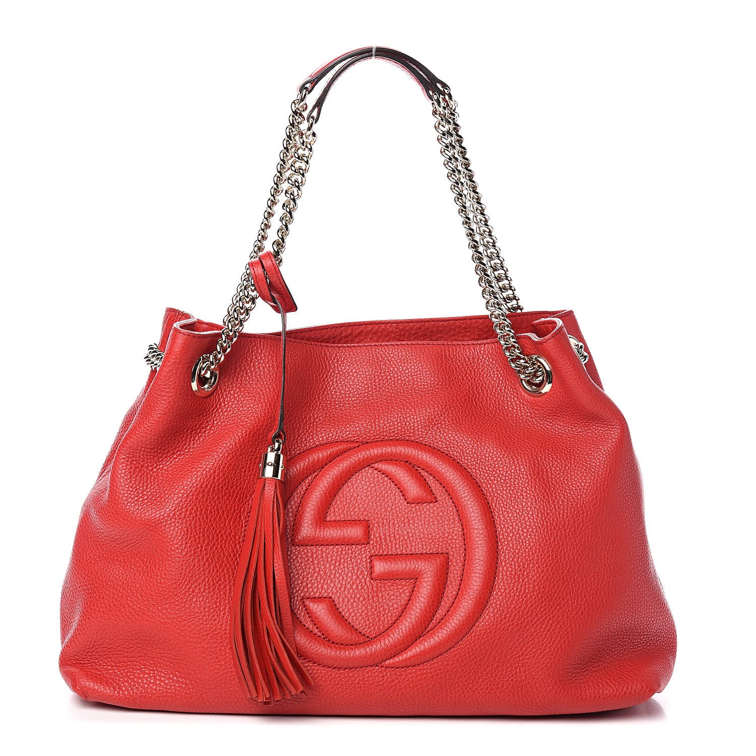 Gucci Pebbled Calfskin Medium Soho Chain Shoulder Bag Tabasco Red 1 of 10