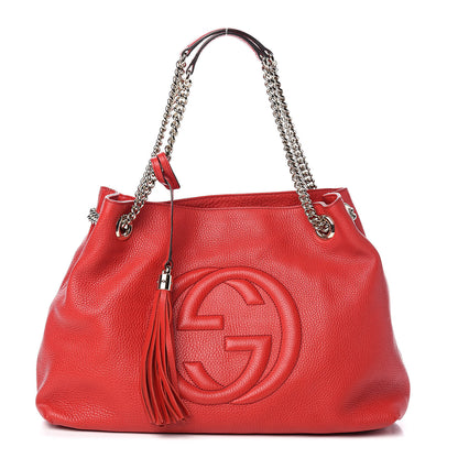 Gucci Pebbled Calfskin Medium Soho Chain Shoulder Bag Tabasco Red 1 of 10