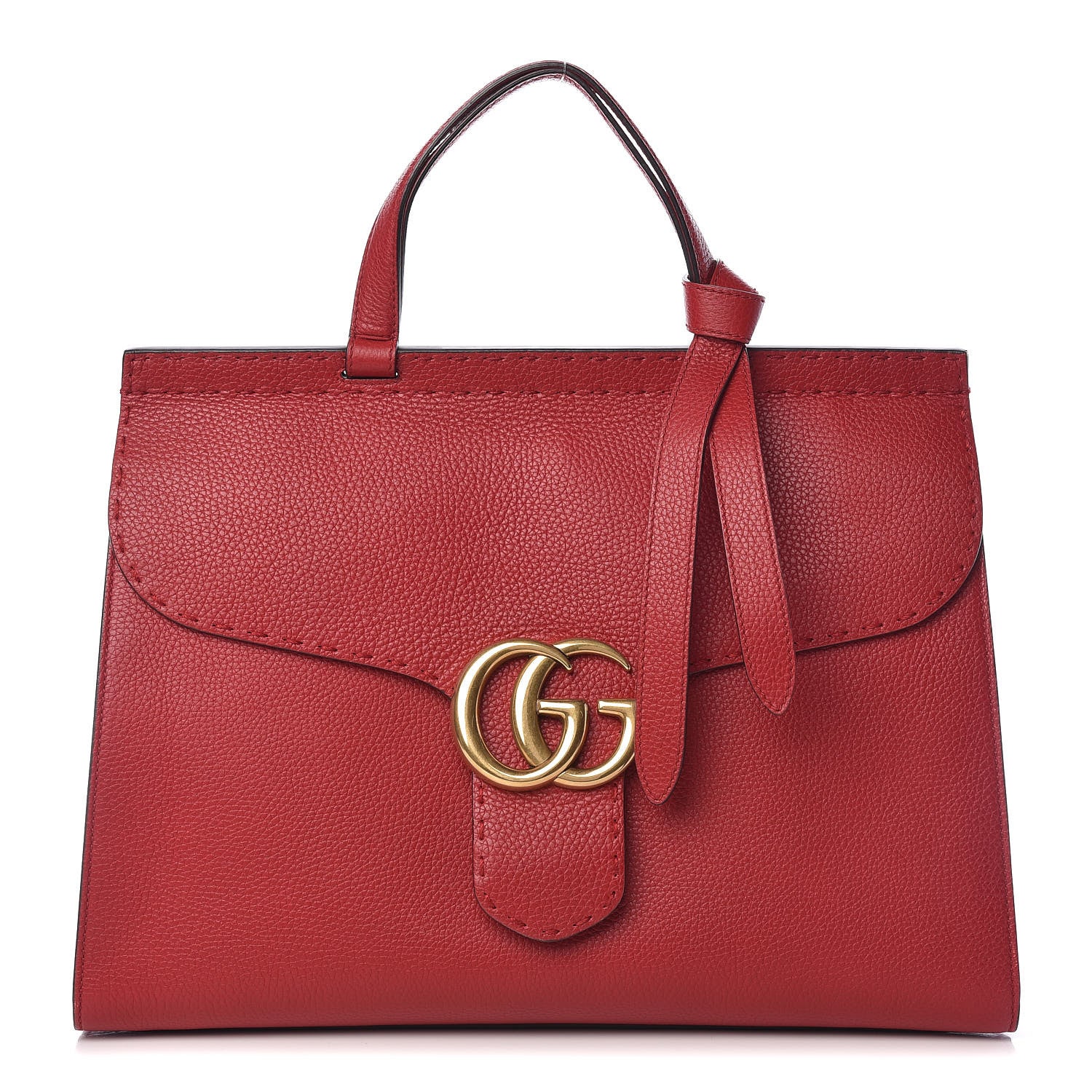 Gucci Calfskin Medium GG Marmont Top Handle Bag Vulcanic Red 1 of 12