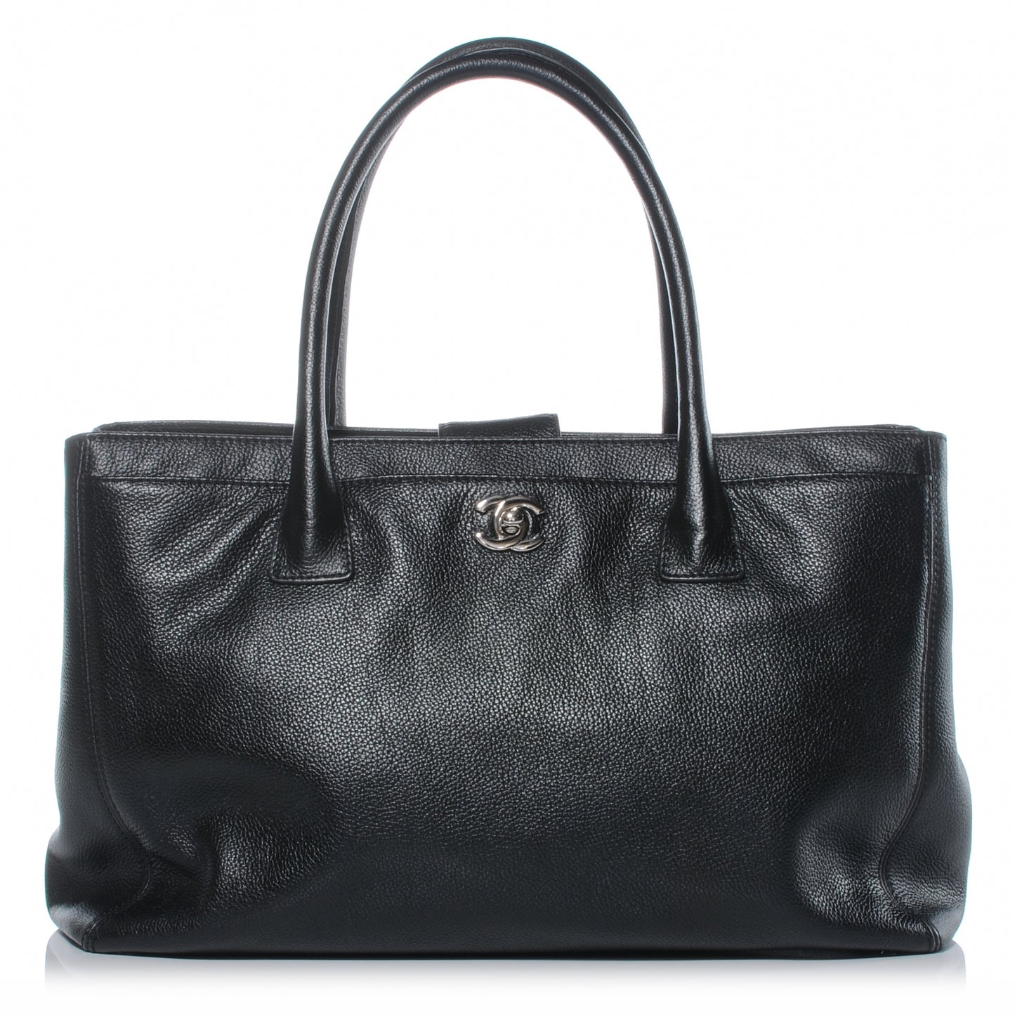 Calfskin Cerf Executive Shopper Tote Black