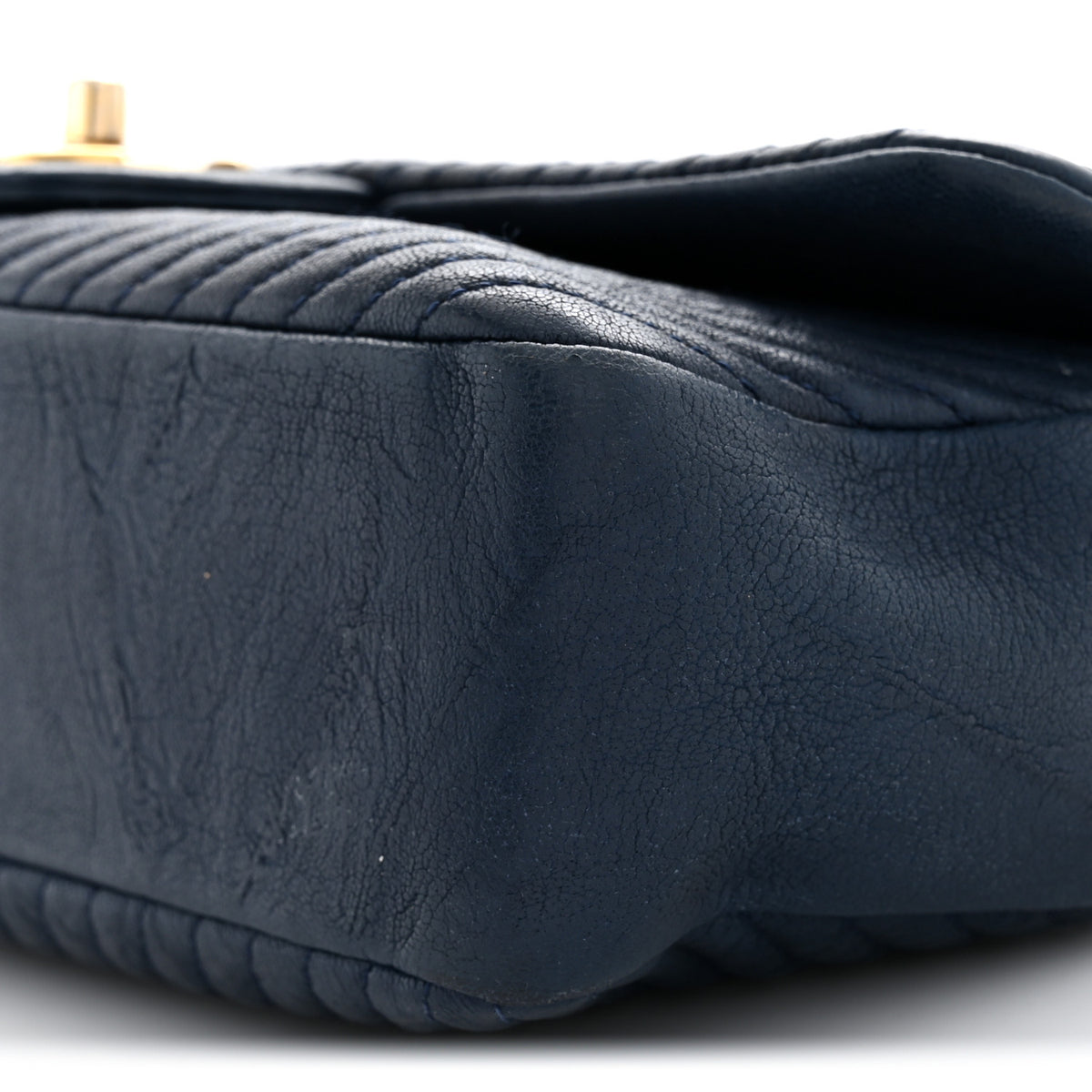 Calfskin Surpique Chevron Medium Flap Navy