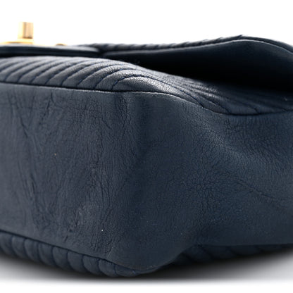 Chanel Calfskin Surpique Chevron Medium Flap Navy 10 of 11