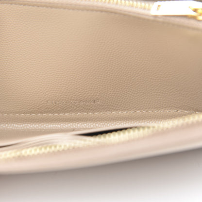 Saint Laurent Grain De Poudre Monogram Zip Around Wallet Nude Powder 7 of 9