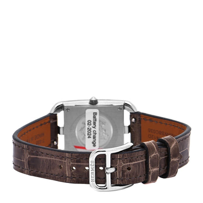 Hermes Stainless Steel Alligator Diamond Bezel Mother of Pearl 23mm Cape Cod Quartz Watch Gris Elephant 3 of 5