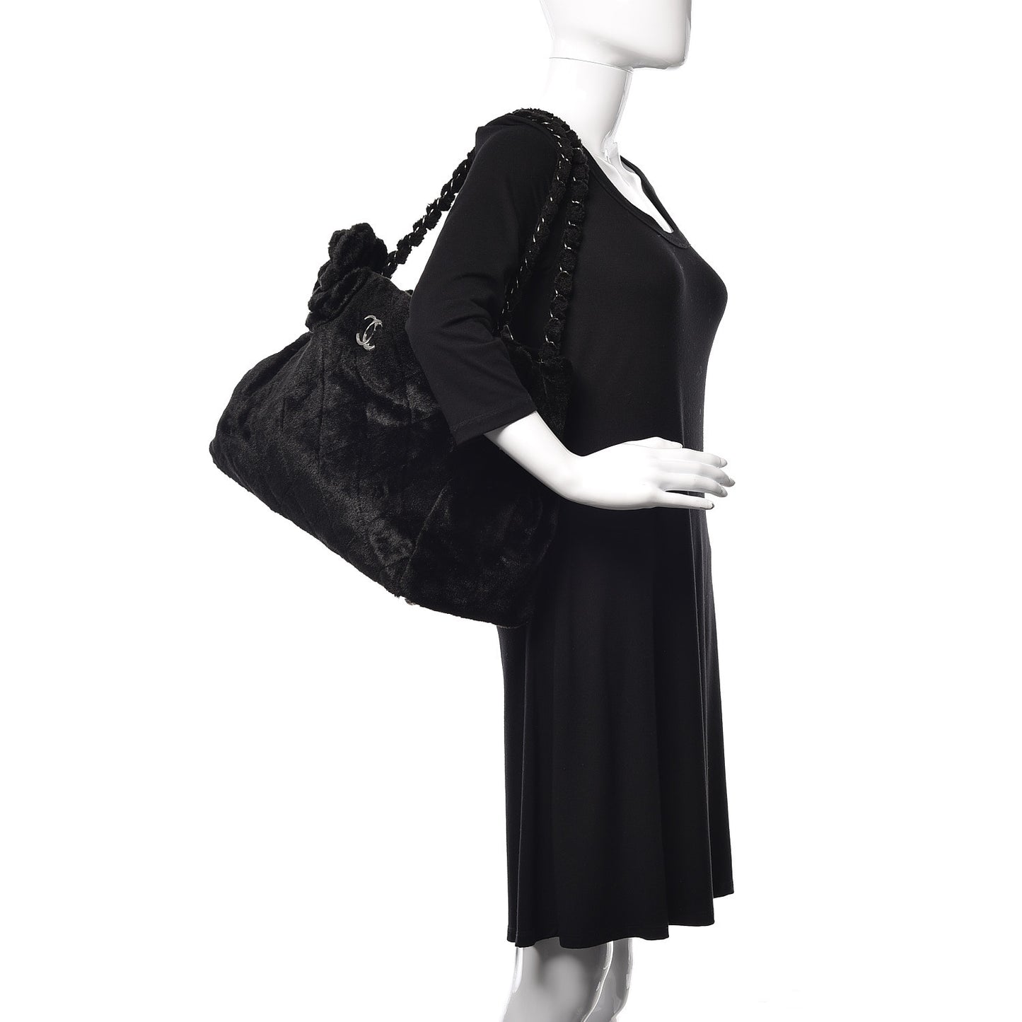 Fantasy Fur Quilted Camellia Tote Black