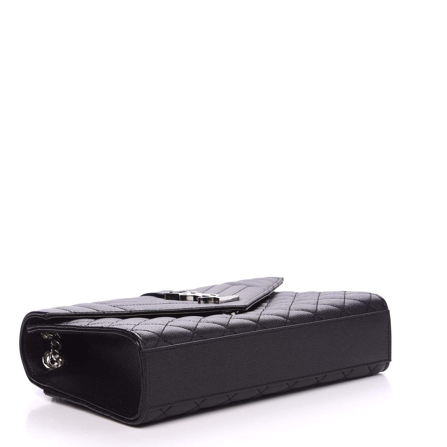 Saint Laurent Grain De Poudre Textured Mixed Matelasse Triquilt Medium Monogram Satchel Black 3 of 9