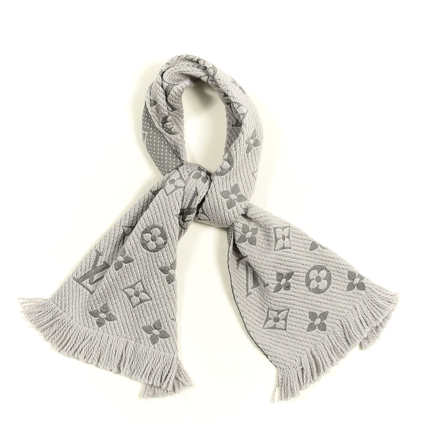 Wool Silk Logomania Scarf Pearl Grey