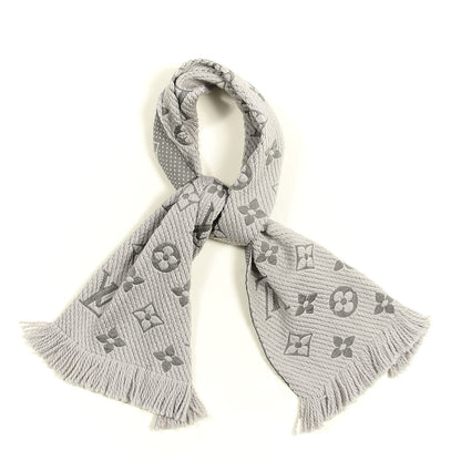 Louis Vuitton Wool Silk Logomania Scarf Pearl Grey 1 of 3
