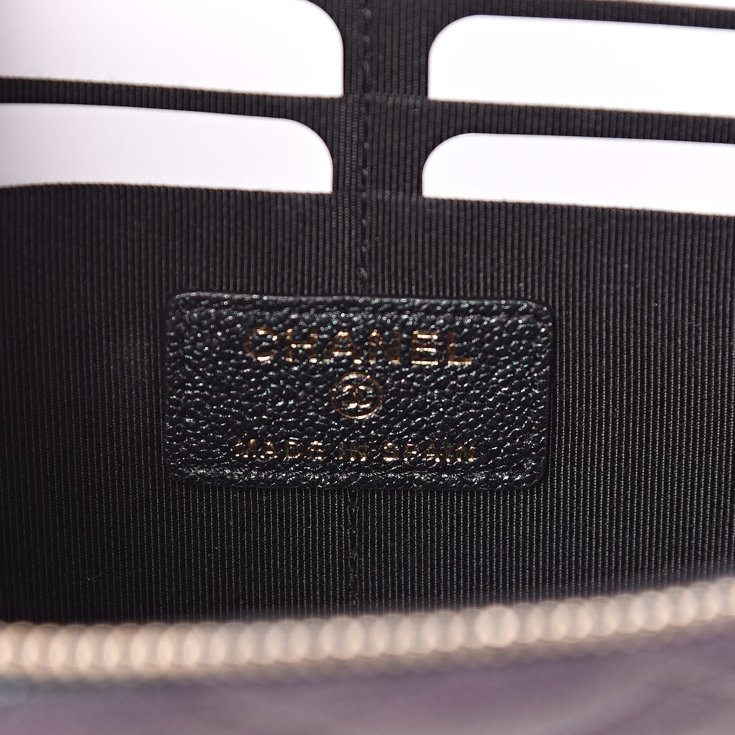 Chanel Iridescent Caviar Quilted Classic Pouch With Handle Black 6 of 10