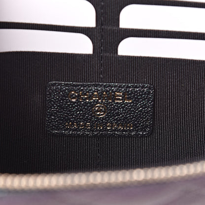 Chanel Iridescent Caviar Quilted Classic Pouch With Handle Black 6 of 10