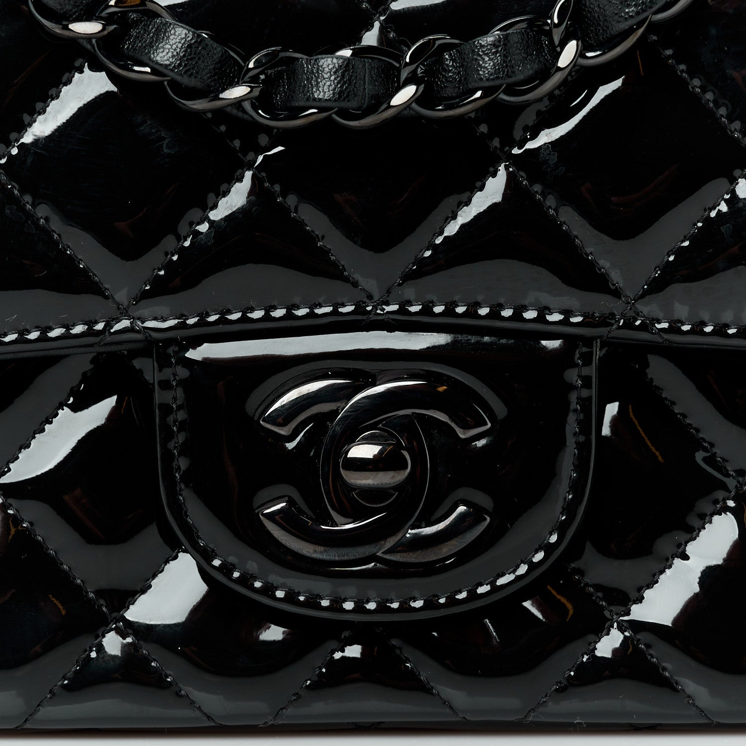 Chanel Patent Calfskin Quilted Mini Square Flap So Black 9 of 11