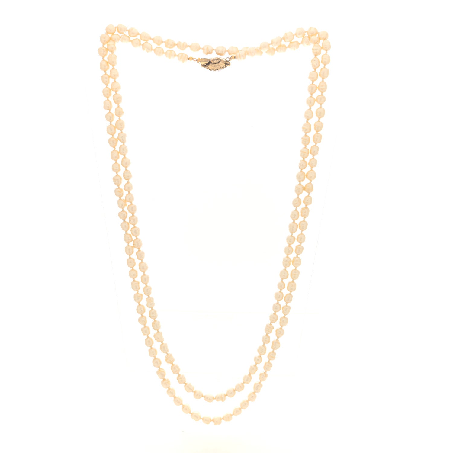Chanel Pearl Long Necklace Gold 3 of 4
