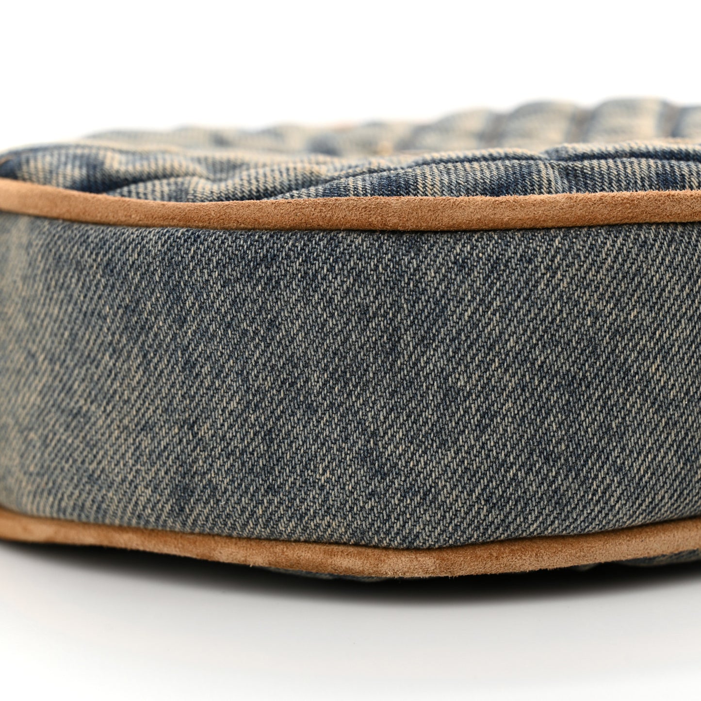 Denim Quilted Monogram Round Crossbody Bag Rodeo Blue