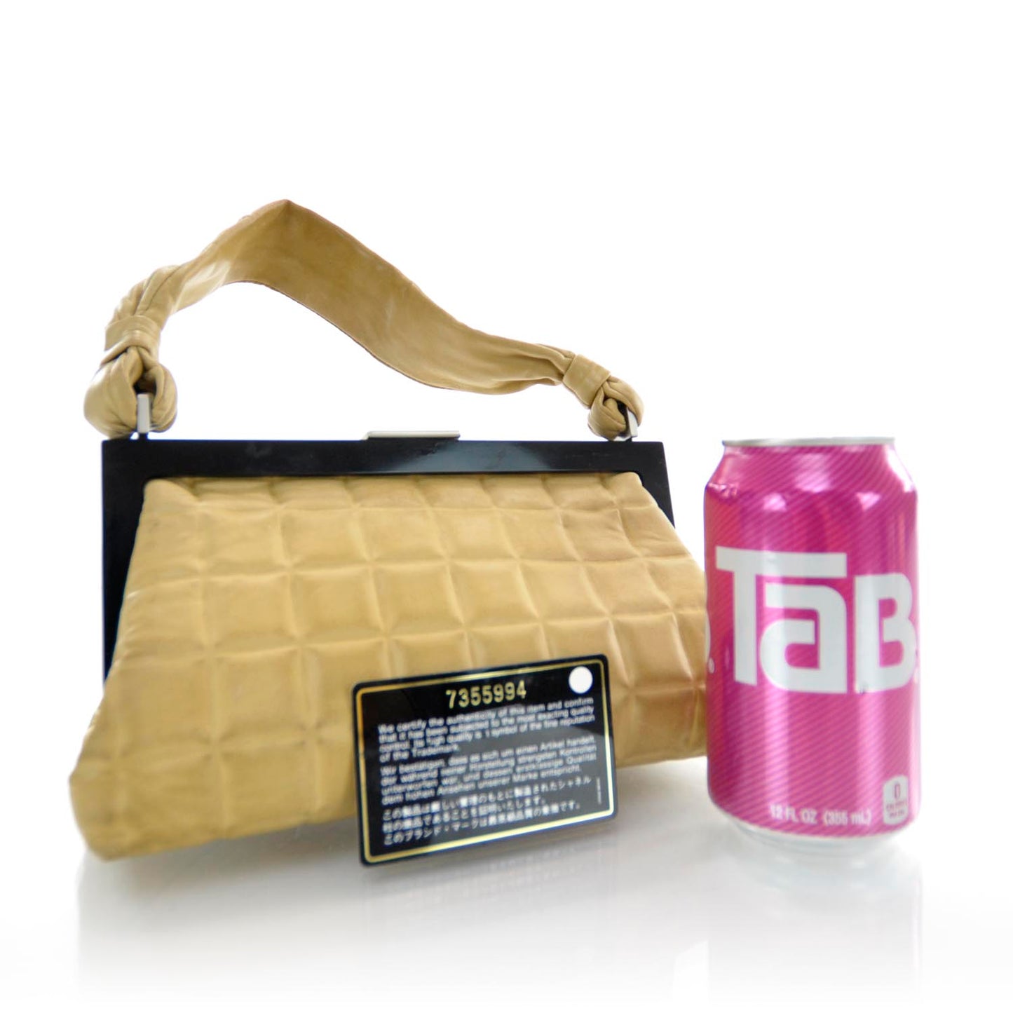Lambskin Chocolate Bar Quilted Frame Bag Beige