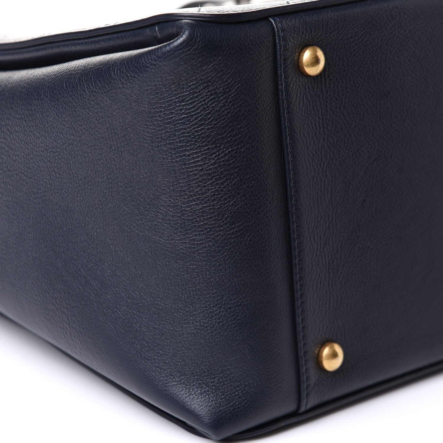 Chanel Calfskin Stitched Large Straight Lines Shopping Tote Navy 13 of 19