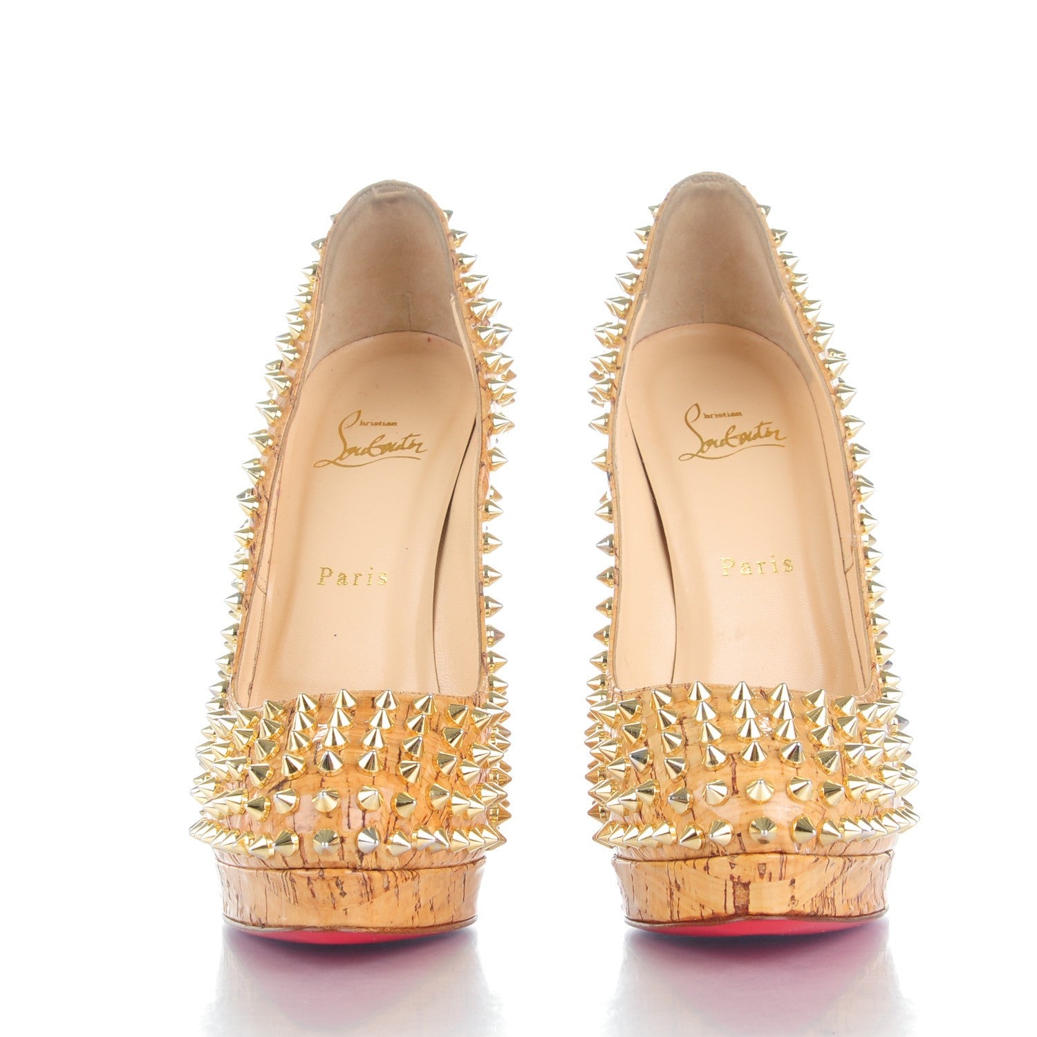 Christian Louboutin Cork Alti Spikes 160 Pumps 39 Natural Gold 2 of 8