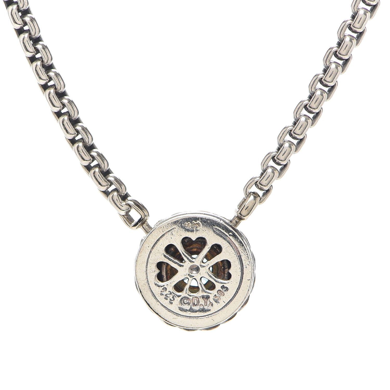 David Yurman Sterling Silver 14K Yellow Gold Blue Topaz 12mm Cookie Pendant Necklace 5 of 5