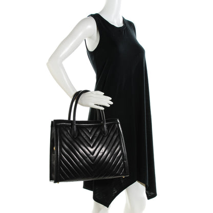 Chanel Lambskin Chevron Top Handle Bag Black 2 of 7