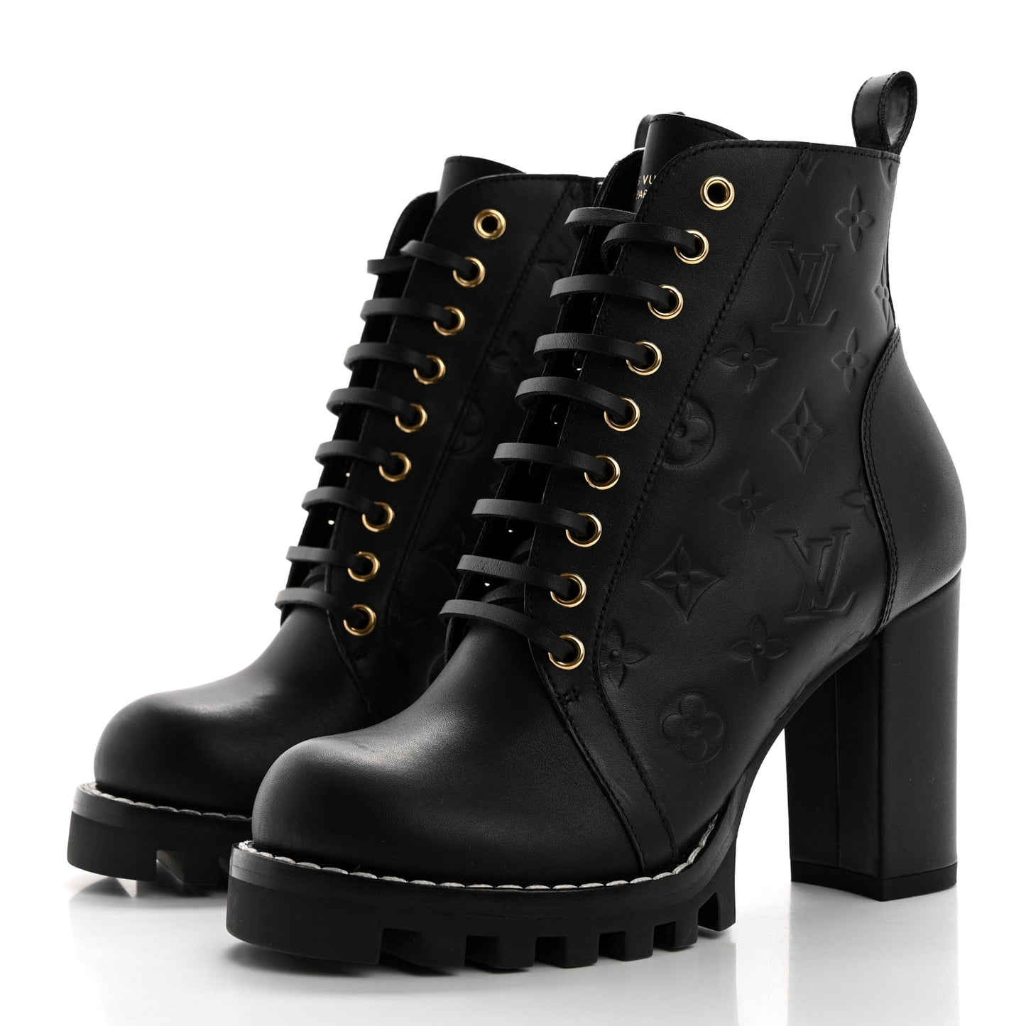 Calfskin Monogram Star Trail Ankle Boots 37 Black