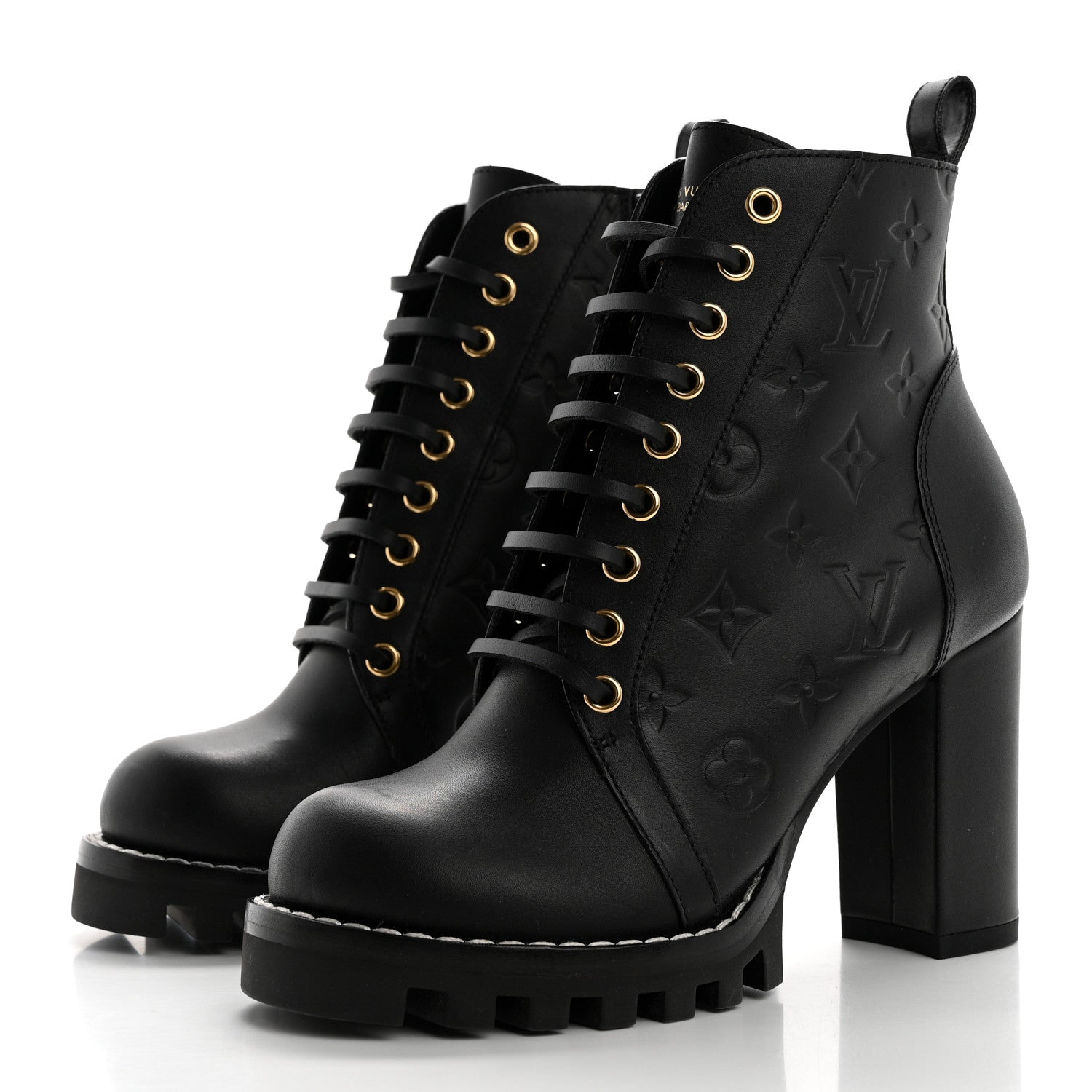 Louis Vuitton Calfskin Monogram Star Trail Ankle Boots 37 Black 3 of 9