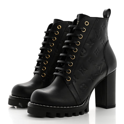 Louis Vuitton Calfskin Monogram Star Trail Ankle Boots 37 Black 3 of 9