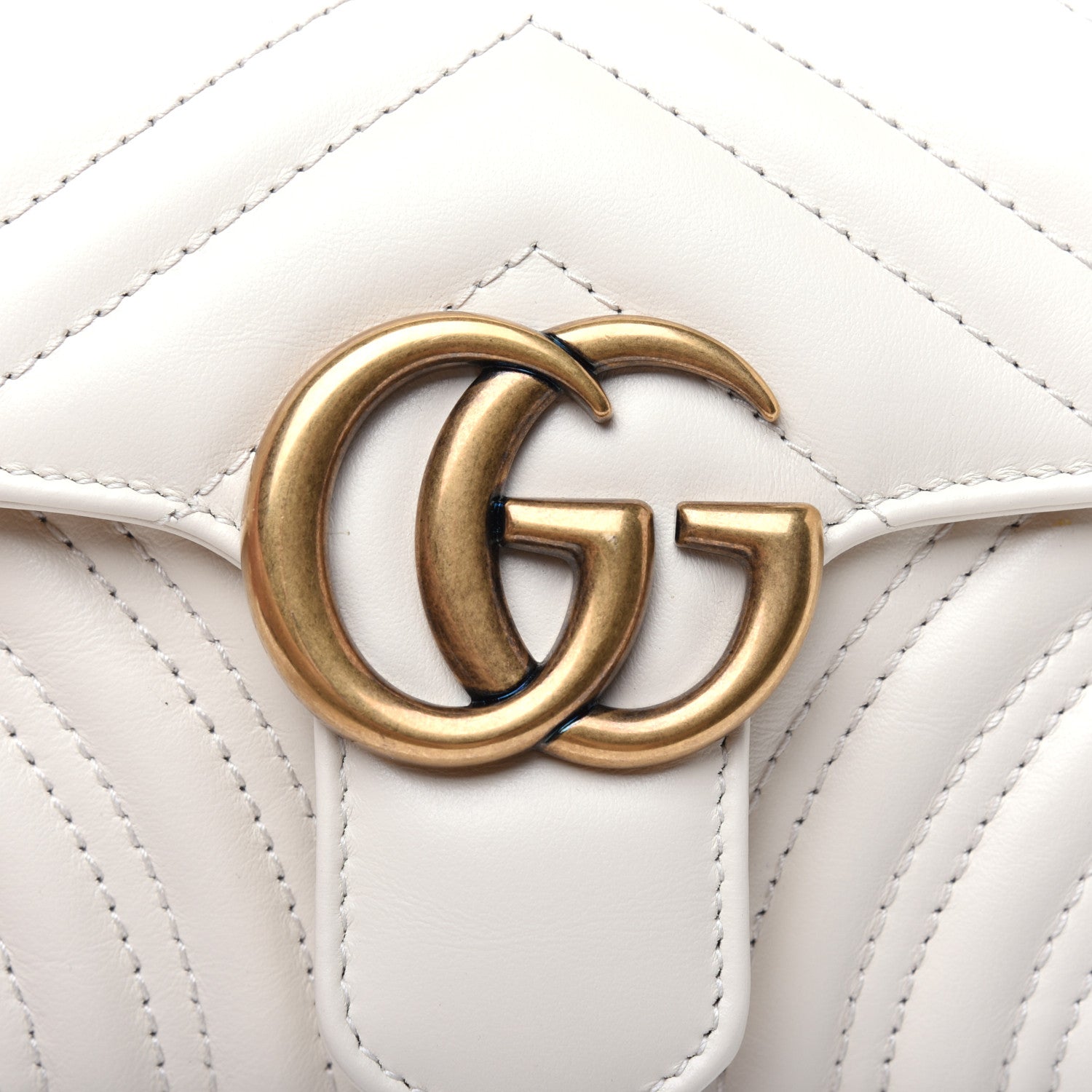 Gucci Calfskin Matelasse Mini GG Marmont Shoulder Bag White 17 of 18