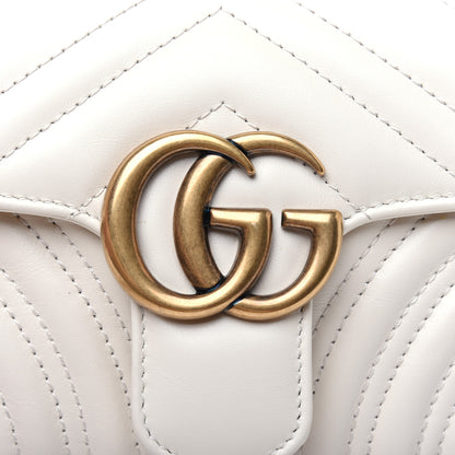 Gucci Calfskin Matelasse Mini GG Marmont Shoulder Bag White 17 of 18