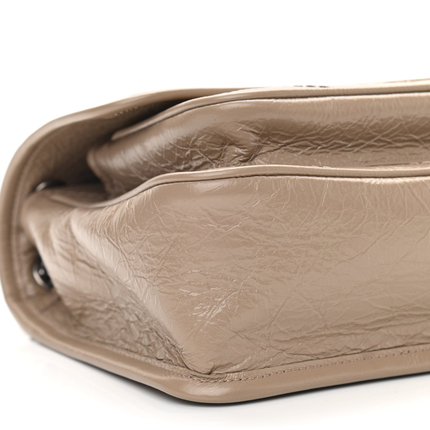 Crinkled Calfskin Matelasse Monogram Baby Niki Chain Satchel Light Taupe