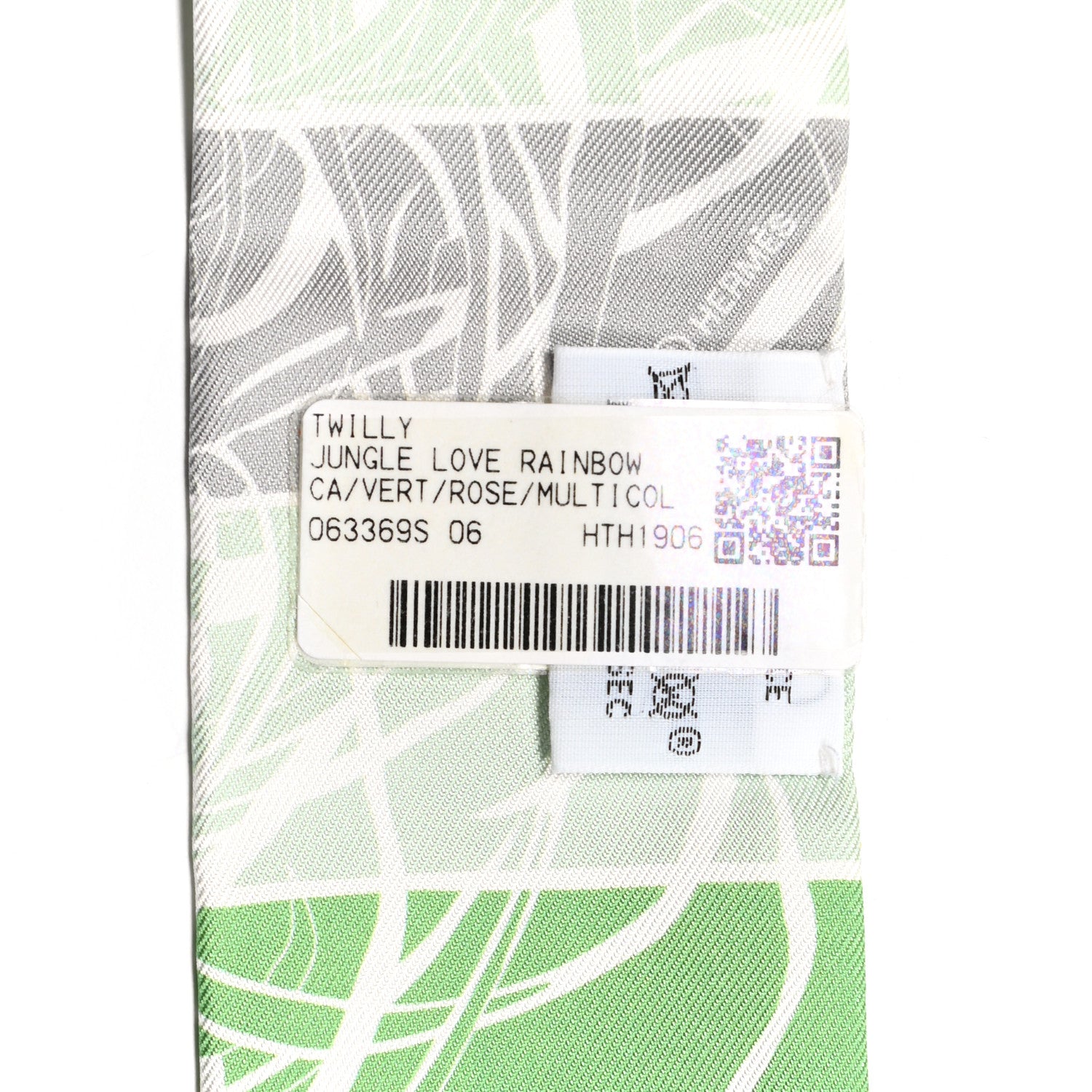 Hermes Silk Jungle Love Rainbow Twilly Vert Rose Jaune Fluo 3 of 3