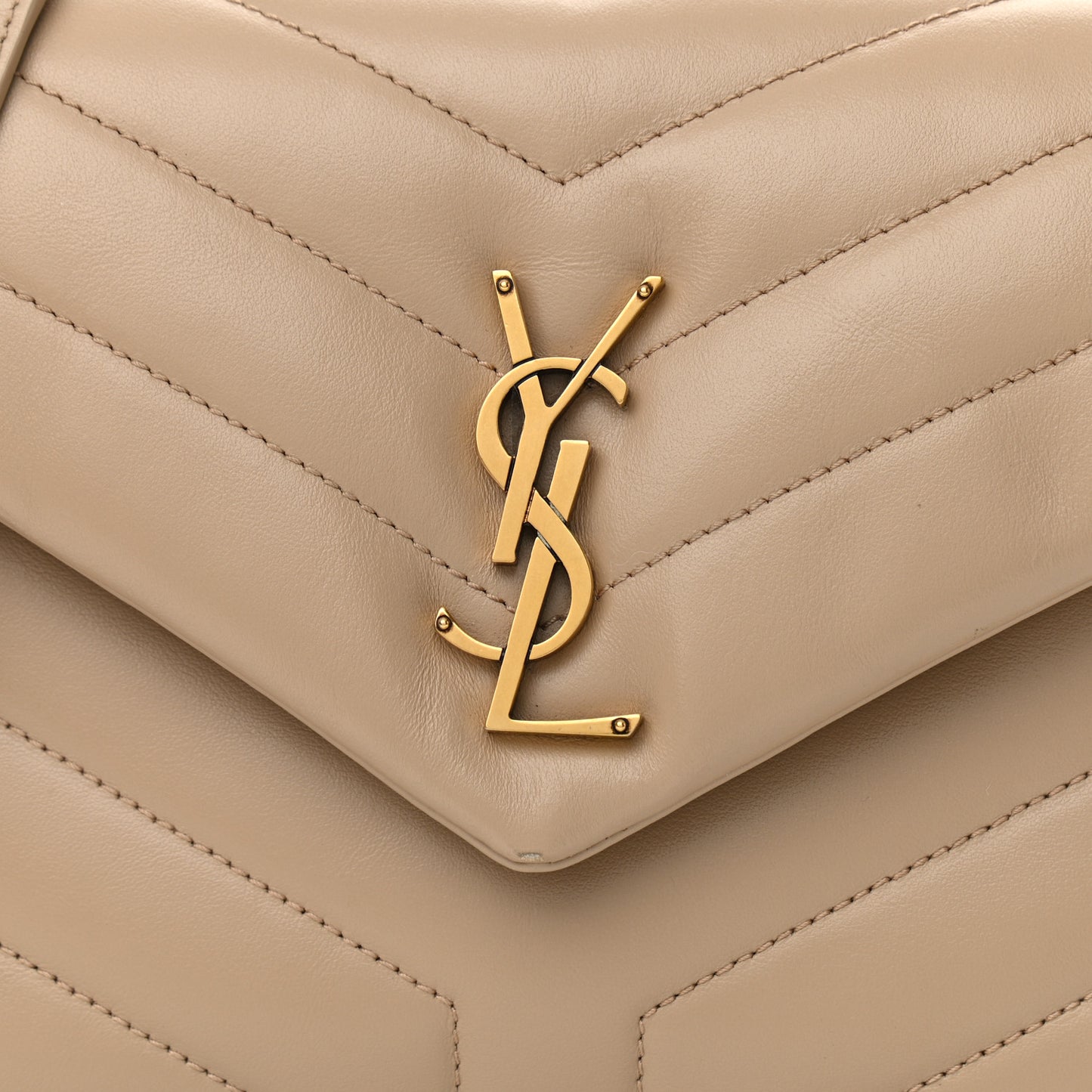 Calfskin Y Quilted Monogram Small Loulou Chain Satchel Dark Beige