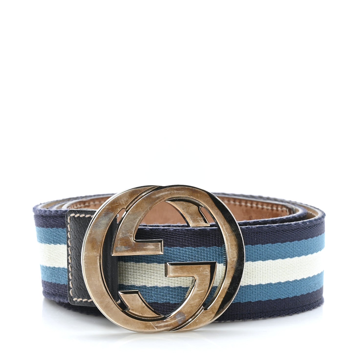 Calfskin Web Interlocking G Belt 85 34 Blue