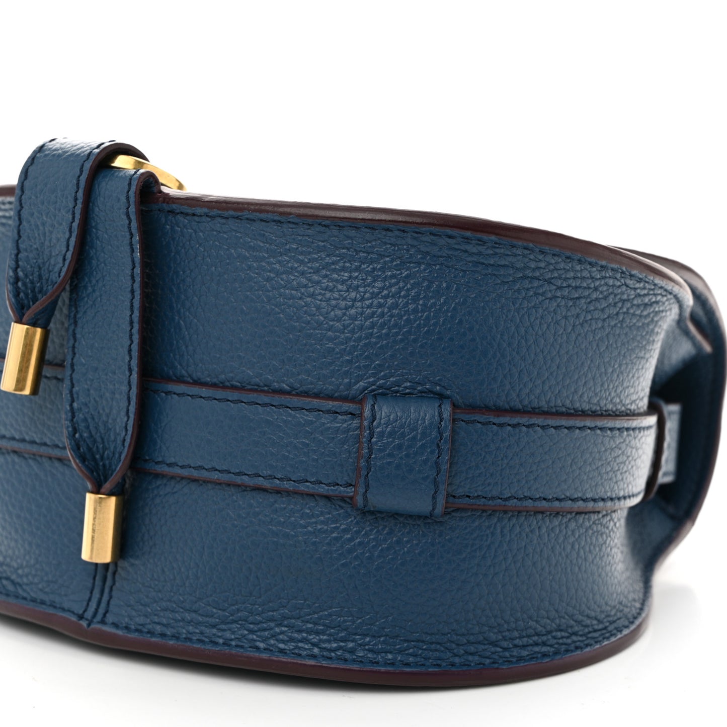 Calfskin Small Marcie Round Crossbody Bag Deep Denim
