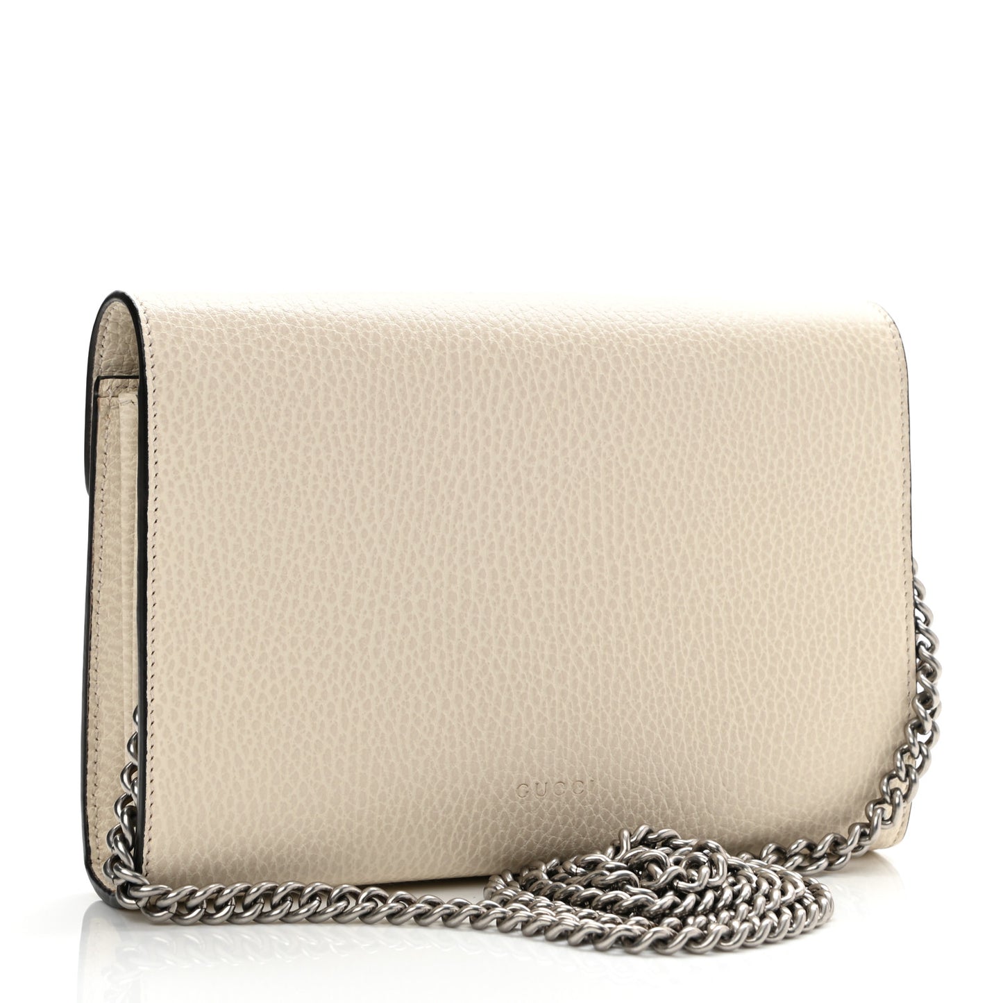 Dollar Calfskin Mini Dionysus Chain Wallet Mystic White