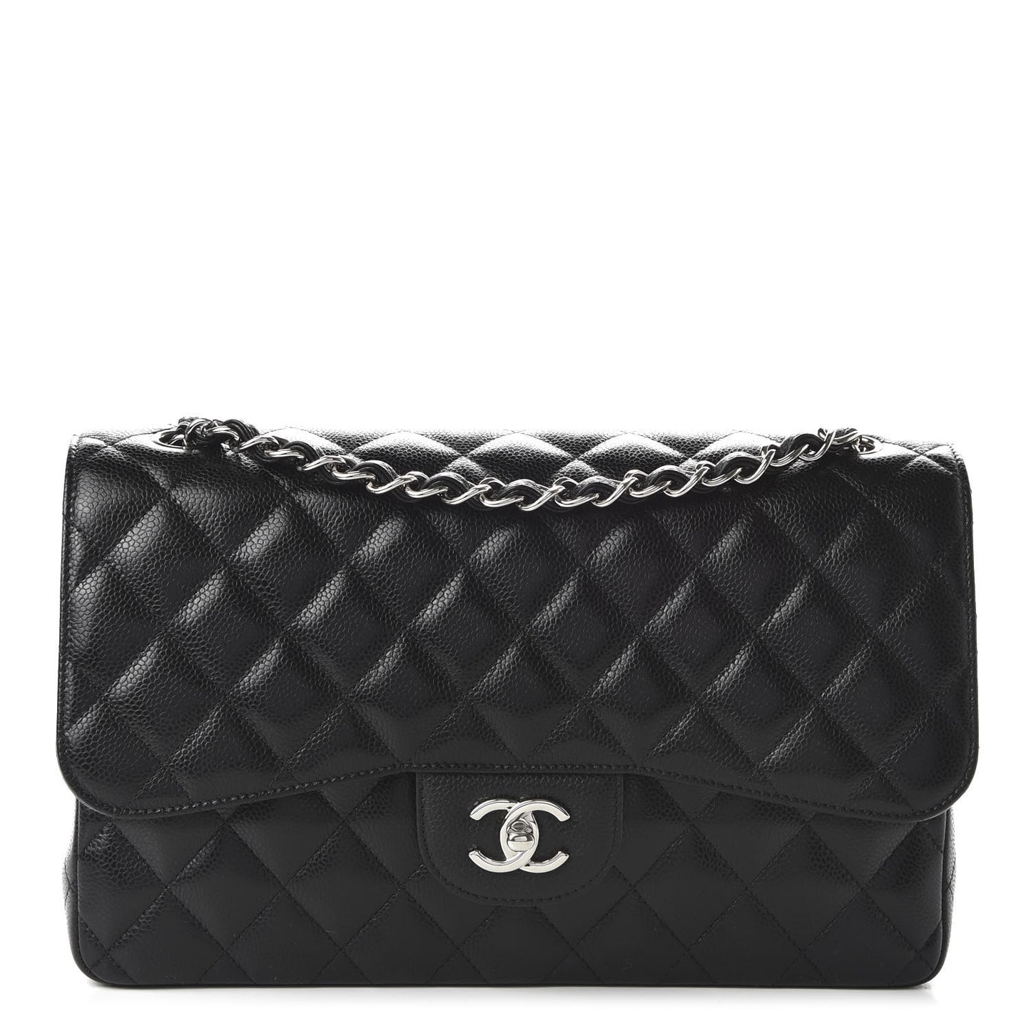 Caviar Quilted Jumbo Double Flap Black