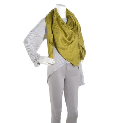 Louis Vuitton Wool Silk Monogram Shawl Green 2 of 5
