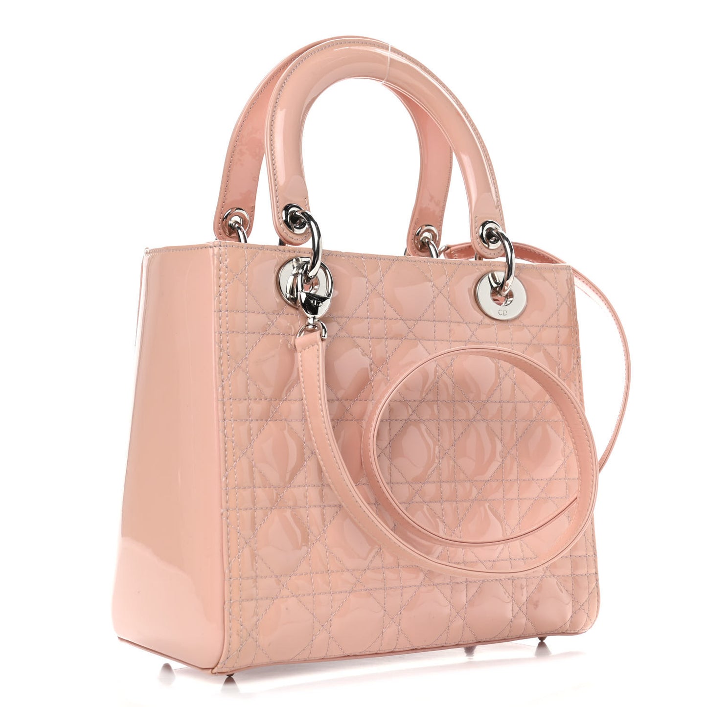 Patent Cannage Medium Lady Dior Rose Clair