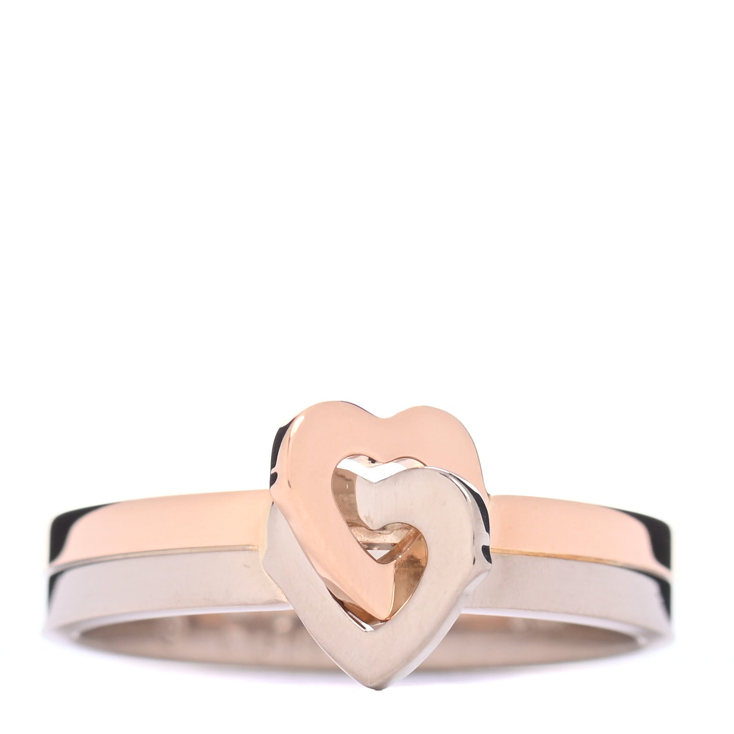 18K White Pink Gold Double Heart Ring 52 6