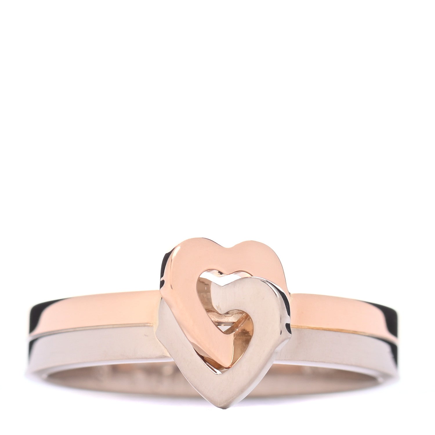 Cartier 18K White Pink Gold Double Heart Ring 52 6 1 of 5