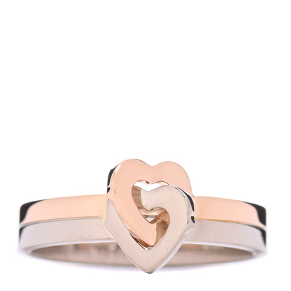 Cartier 18K White Pink Gold Double Heart Ring 52 6 1 of 5