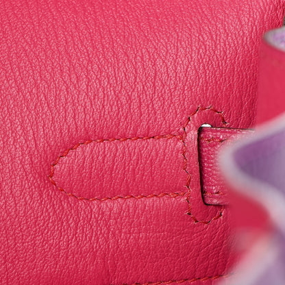 Hermes Chevre Mangalore Bi-Color Horseshoe Birkin 35 Ultraviolet Rose Tyrien 18 of 35