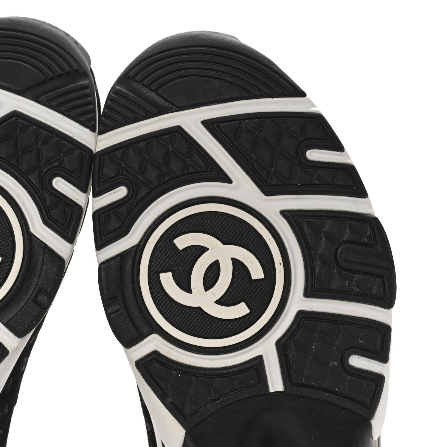 Chanel Nylon Suede Calfskin Printed CC Sneakers 41.5 White Black 7 of 9